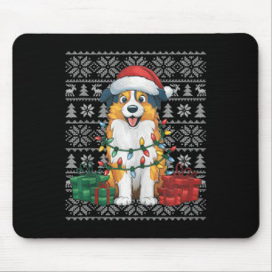 Tapis De Souris Chandail de Noël style laide Chien de Berger Austr