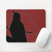 Tapis De Souris Chanson Bird Black Silhouette sur Maroon (Avec souris)
