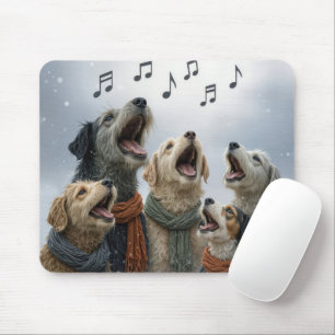 Tapis De Souris Chanteurs de Noël Canins dans des Flocons de Neige