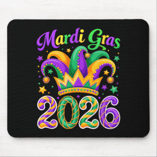 Tapis De Souris Chapeau de bouffon Mardi gras 2026 voyage à la Nou
