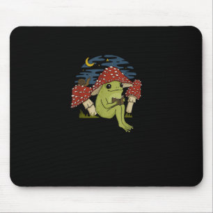 Tapis De Souris Chapeau de champignon de grenouille lisant un livr