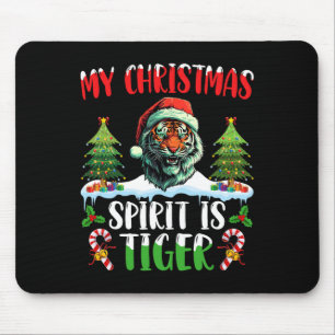 Tapis De Souris Chapeau de Noël de Santa Tiger Noël Mon Esprit de