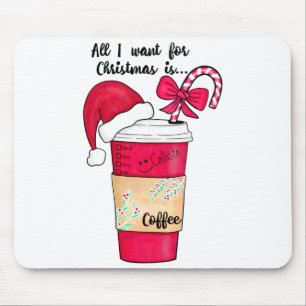 Tapis De Souris Chapeau de Noël rouge mignon café bonbon canne de