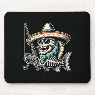 Tapis De Souris Chapeau de pêche squelette poisson drôle Cadeaux d