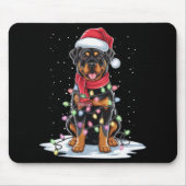 Tapis De Souris Chapeau de Père Noël pour chien Rottweiler Lumière (Devant)