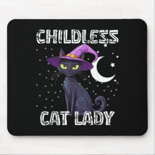 Tapis De Souris Chapeau de sorcière effrayant de chat sans enfants