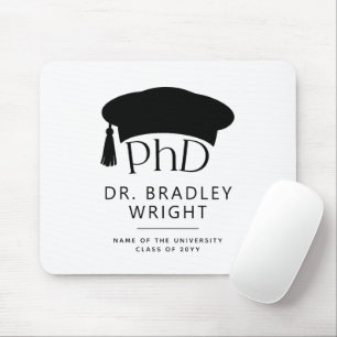 Tapis De Souris Chapeau doctoral personnalisé de doctorat pour la