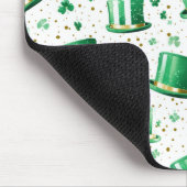 Tapis De Souris Chapeaux verts dorés de luxe et trèfles blancs (Coin)