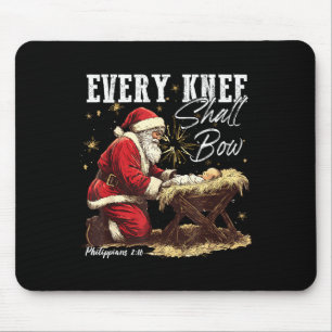 Tapis De Souris Chaque genou fléchira Santa Noël Scène de la Nativ