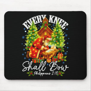 Tapis De Souris Chaque genou fléchira Santa Noël Scène de la Nativ