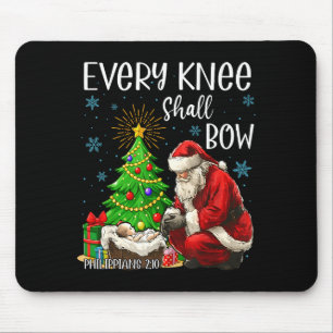 Tapis De Souris Chaque genou se pliera Santa Noël Scène de la Nati