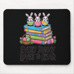 Tapis De Souris Chaque lapin adore lire un livre de lapin de Pâque