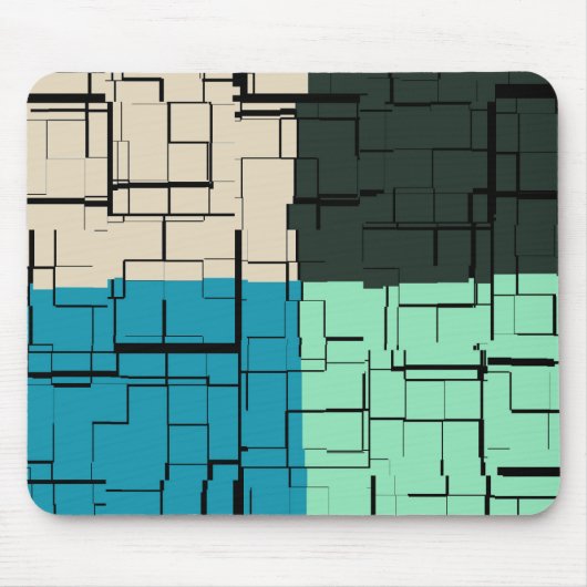 Tapis De Souris Charbon blanc Turquoise vert Aqua bleu Motif moder (Devant)