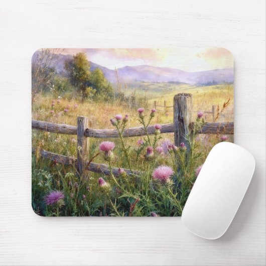 Tapis De Souris Chardons roses de campagne (Avec souris)
