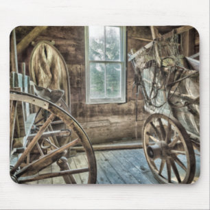 Tapis De Souris Chariot couvert, roue de chariot en bois