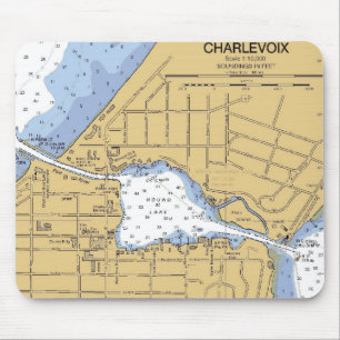 Tapis De Souris Charlevoix, diagramme nautique Mousepad de lac