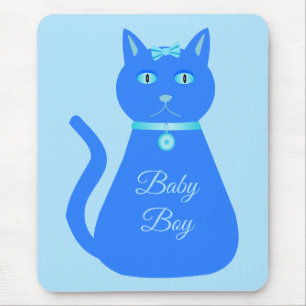 Tapis De Souris Charmant chaton bleu garçon révélation de genre pe