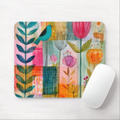Tapis De Souris Charmant Patchwork Merle Bleu Prairie (Avec souris)
