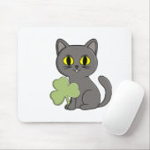 Tapis De Souris Charme Trèfle Shamrock Chat Gris (Avec souris)