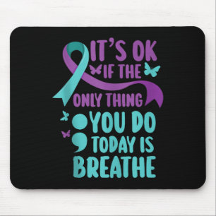 Tapis De Souris Charte de Prévention du Suicide Violet et Sarcelle