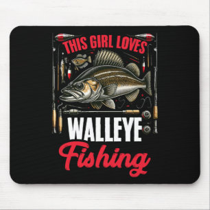 Tapis De Souris Chasse au walleye Pêcheur Cette fille aime Walley