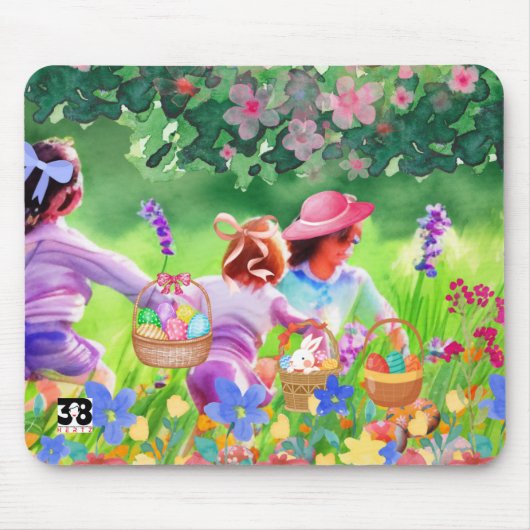 Tapis De Souris Chasse aux oeufs de Pâques (Devant)