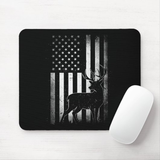 Tapis De Souris Chasse Chasse Chasse Deer Etats-Unis Drapeau Améri (Avec souris)