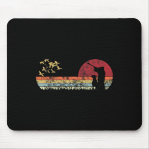 Tapis De Souris Chasse De Canard Volant Avec Chien Retro Style