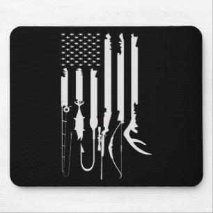 Tapis De Souris Chasse Pêche Drapeau américain Décor à thème