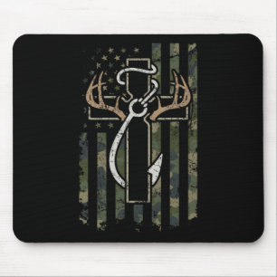 Tapis De Souris Chasse Pêche Foi - Chasseur Chrétien Pêcheur