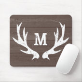 Tapis De Souris Chasse vintage bois de cerf monogramme pavé souris (Avec souris)