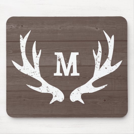Tapis De Souris Chasse vintage bois de cerf monogramme pavé souris (Devant)
