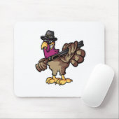 Tapis De Souris Chasseur de Dindon de Thanksgiving Drôle (Avec souris)