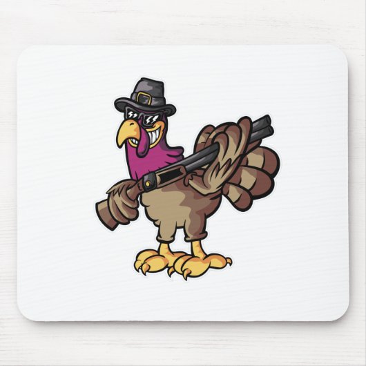 Tapis De Souris Chasseur de Dindon de Thanksgiving Drôle (Devant)