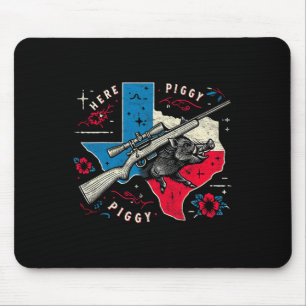 Tapis De Souris Chasseur de sangliers ici Piggy Vintage Texas Wild