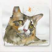 Tapis De Souris Chat à l'aquarelle (Devant)