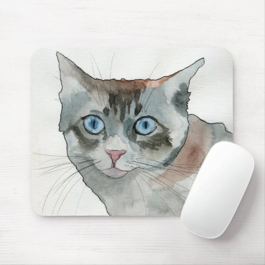 Tapis De Souris Chat à l'aquarelle (Avec souris)