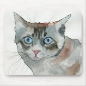 Tapis De Souris Chat à l'aquarelle (Devant)