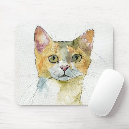 Tapis De Souris Chat à l'aquarelle (Avec souris)