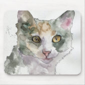 Tapis De Souris Chat à l'aquarelle (Devant)