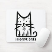 Tapis De Souris Chat à moustaches, j'adore les chats (Avec souris)