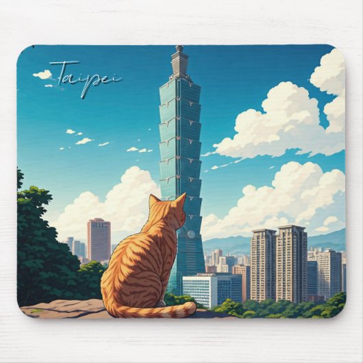 Tapis De Souris Chat à Taipei 101 Taïwan (Devant)