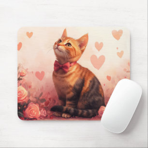Tapis De Souris Chat abyssinien avec Rose - Saint Valentin