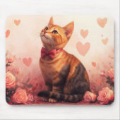 Tapis De Souris Chat abyssinien avec Rose - Saint Valentin (Devant)