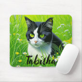Tapis De Souris Chat adorable personnalisé dans un champ de margue (Avec souris)