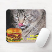 Tapis De Souris Chat affamé rencontre un beau cheeseburger (Avec souris)
