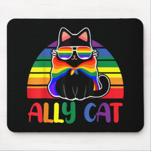 Tapis De Souris Chat allié LGBT Soyez gentil Drapeau arc-en-ciel d