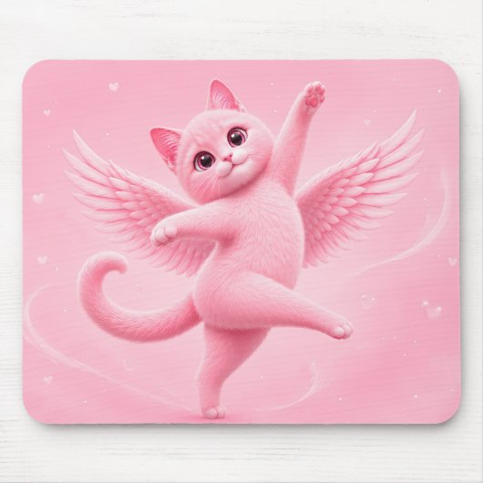 Tapis de souris chat ange rose mignon (Devant)