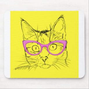 Tapis De Souris Chat Animal Fleurs de Animaux de compagnie Art Vin