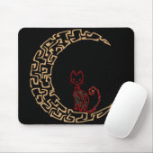 Tapis De Souris Chat artistique sur la Lune Design Mousepad (Avec souris)
